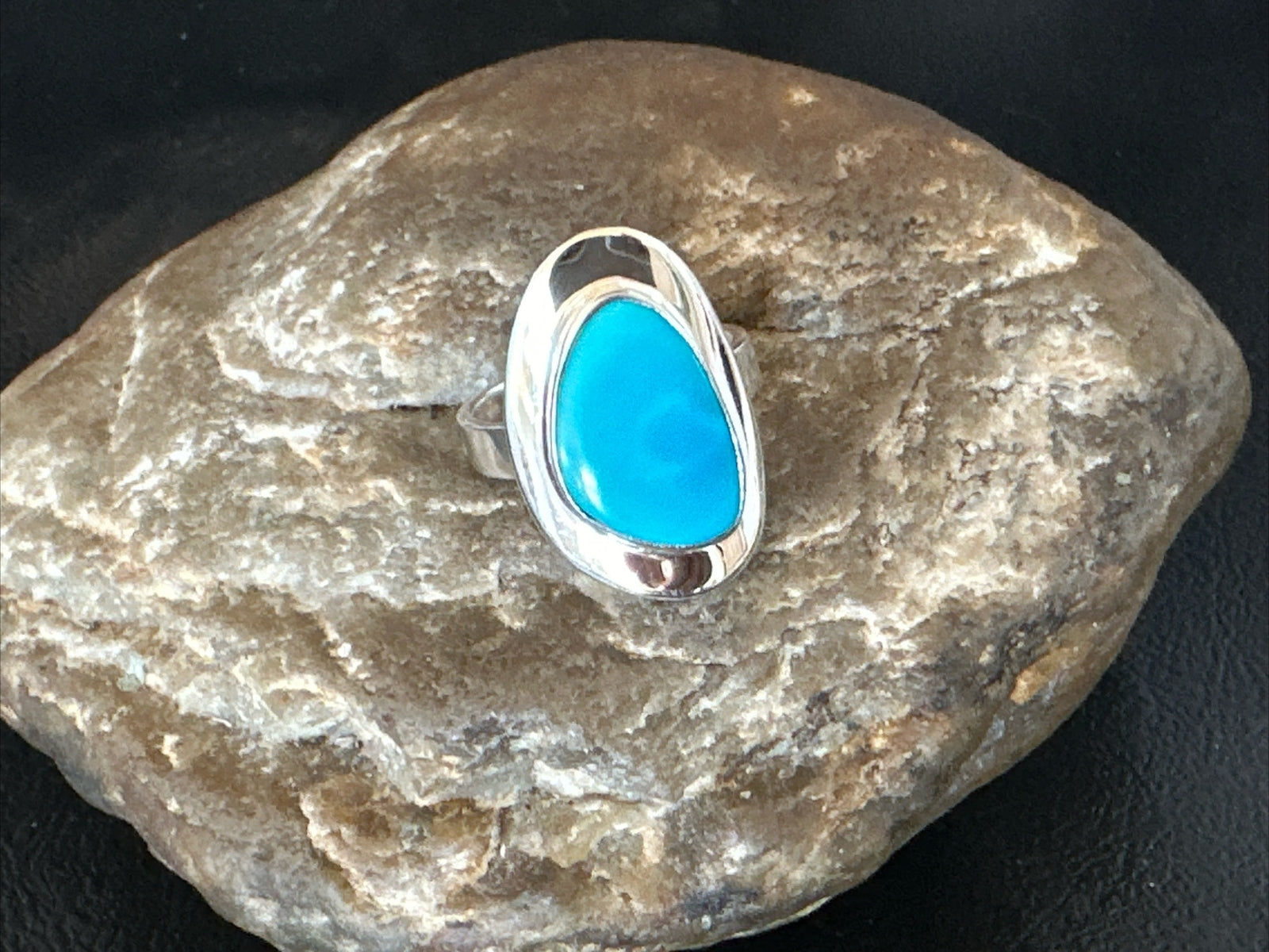 WoMens Sterling Silver Blue Kingman Turquoise Ring Size 7.5 17683