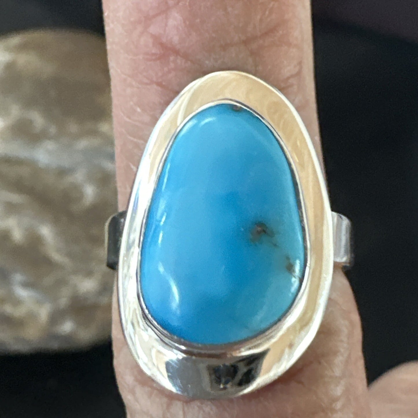 WoMens Sterling Silver Robin Egg Blue Kingman Turquoise Ring Size 6 17732