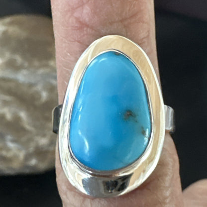 WoMens Sterling Silver Robin Egg Blue Kingman Turquoise Ring Size 6 17732