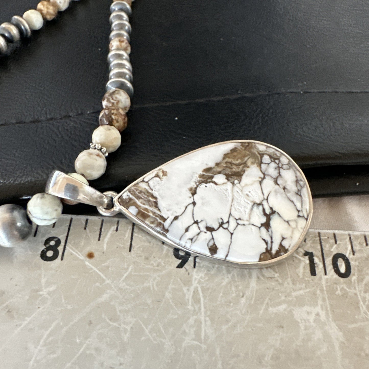 Mens Womens Wild Horse Turquoise Pendant Navajo Sterling Silver Necklace 19308
