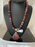 Purple Spiny Oyster Pendant Navajo Pearls Necklace | Sterling Silver | Authentic Native American Handmade | 04151