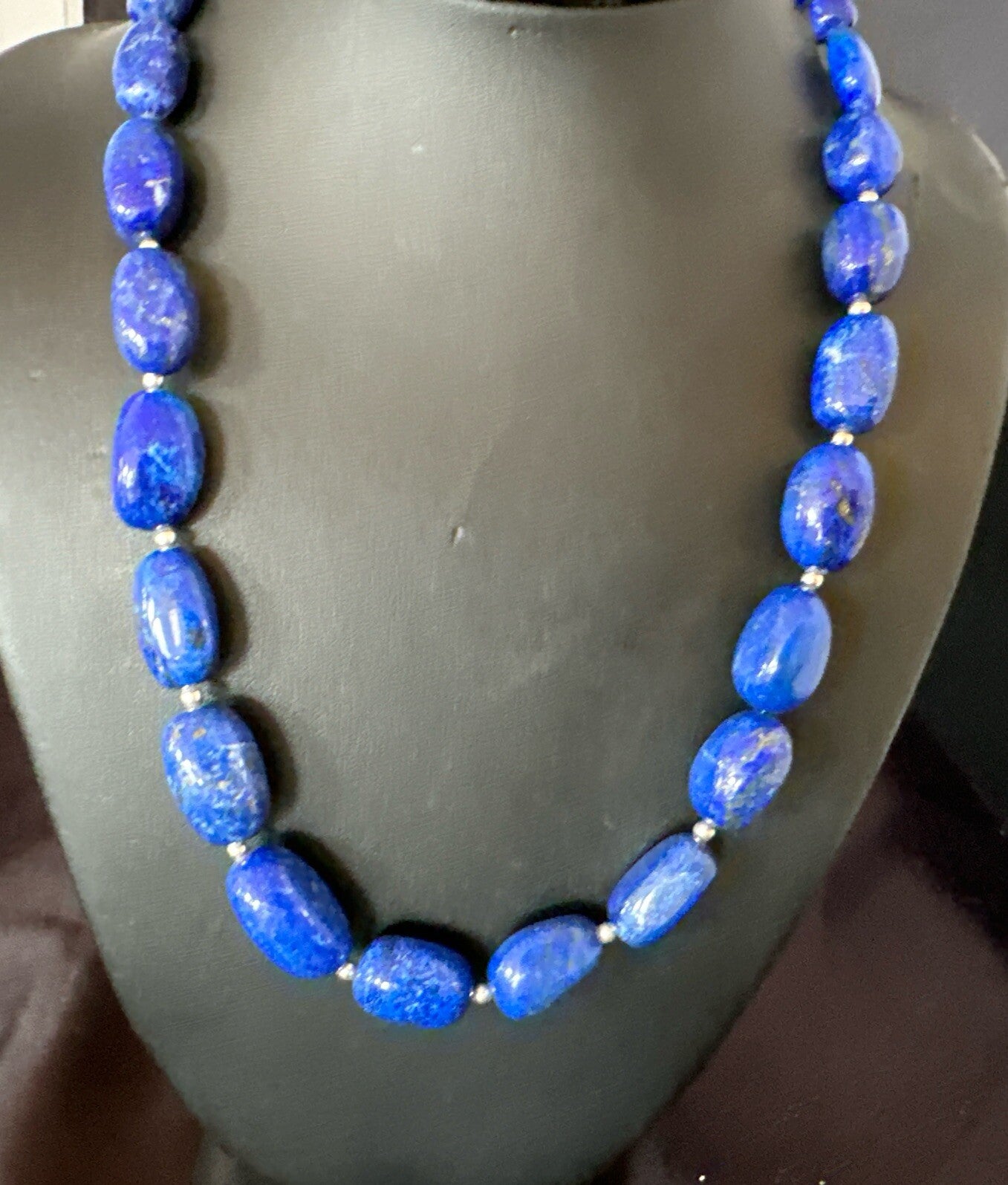 Mens Womens Lapis Lazuli Navajo Sterling Silver 21” Necklace 17750