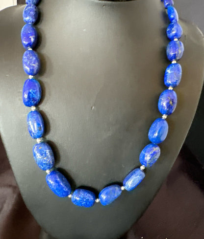 Mens Womens Lapis Lazuli Navajo Sterling Silver 21” Necklace 17750