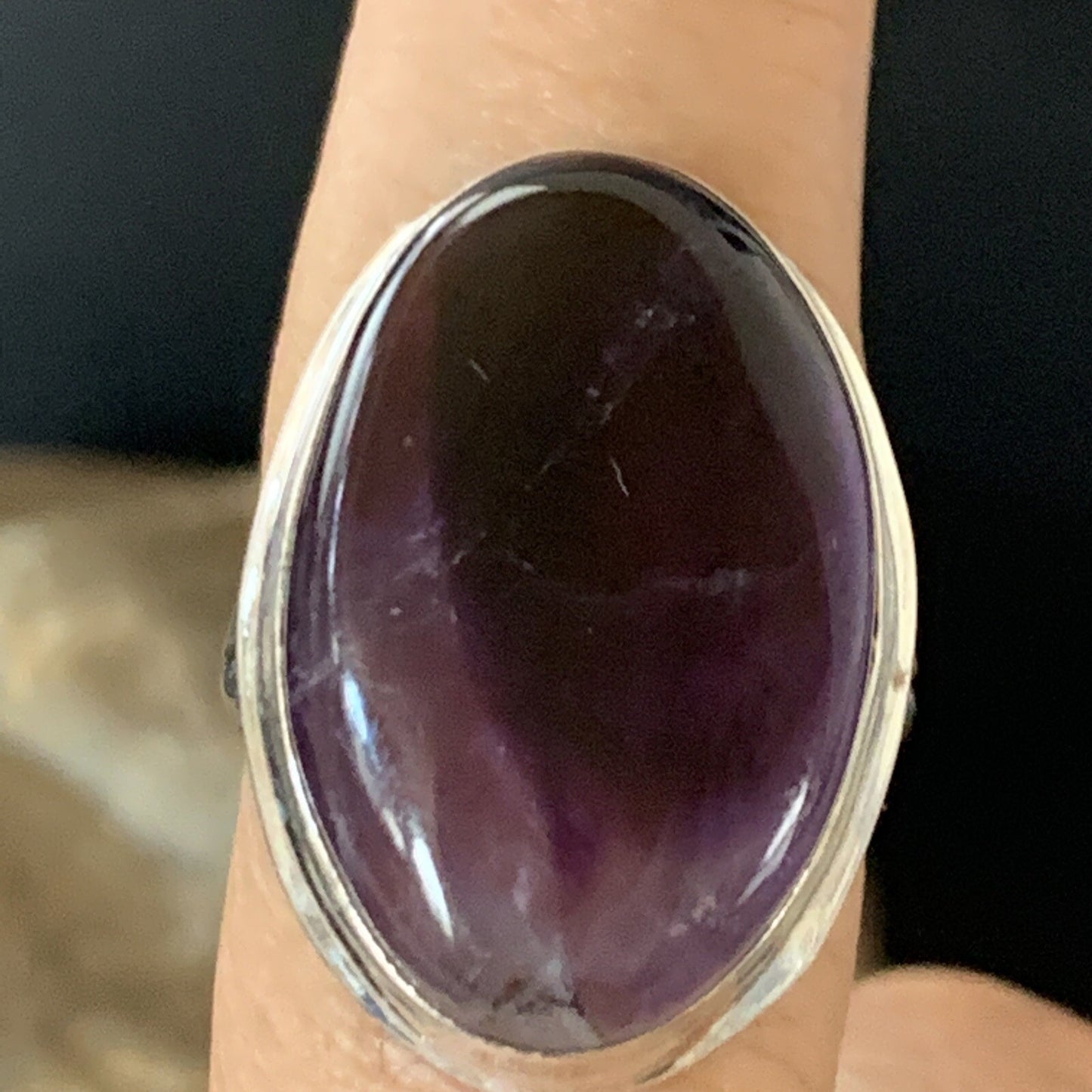Purple Amethyst Navajo Sterling Silver Ring Size 8.5 12940