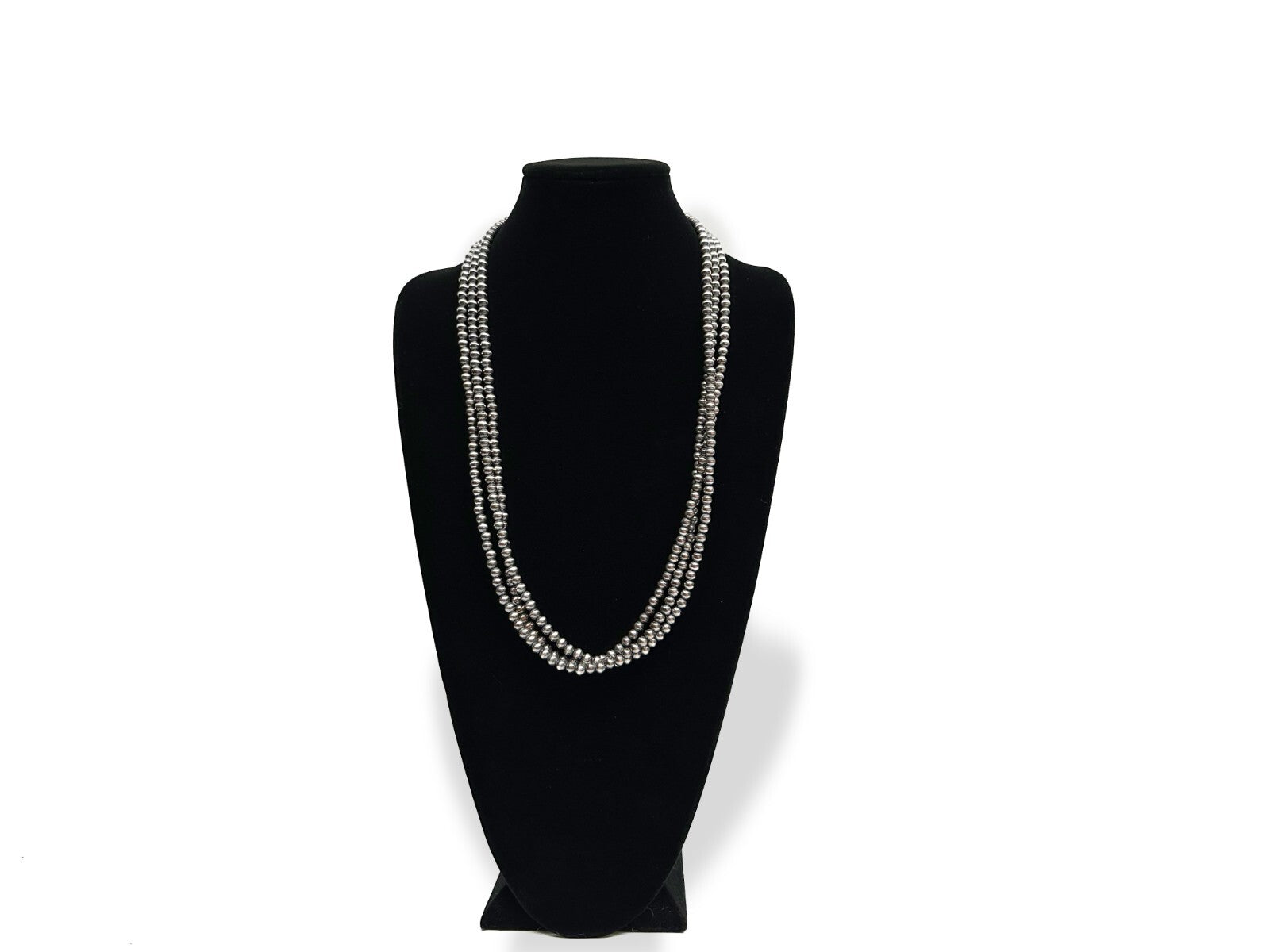 Native American 6mm Sterling Silver Navajo Pearls 80" Single Strand Necklace