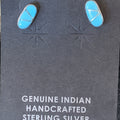 Zuni Handmade Kingman Turquoise Inlay Sterling Stud Post Earrings 13025