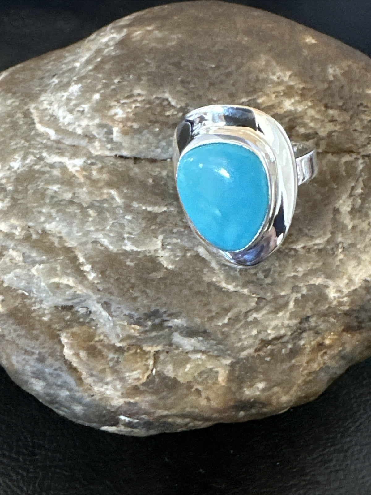 WoMens Sterling Silver Blue Kingman Turquoise Ring Size 7.5 17684