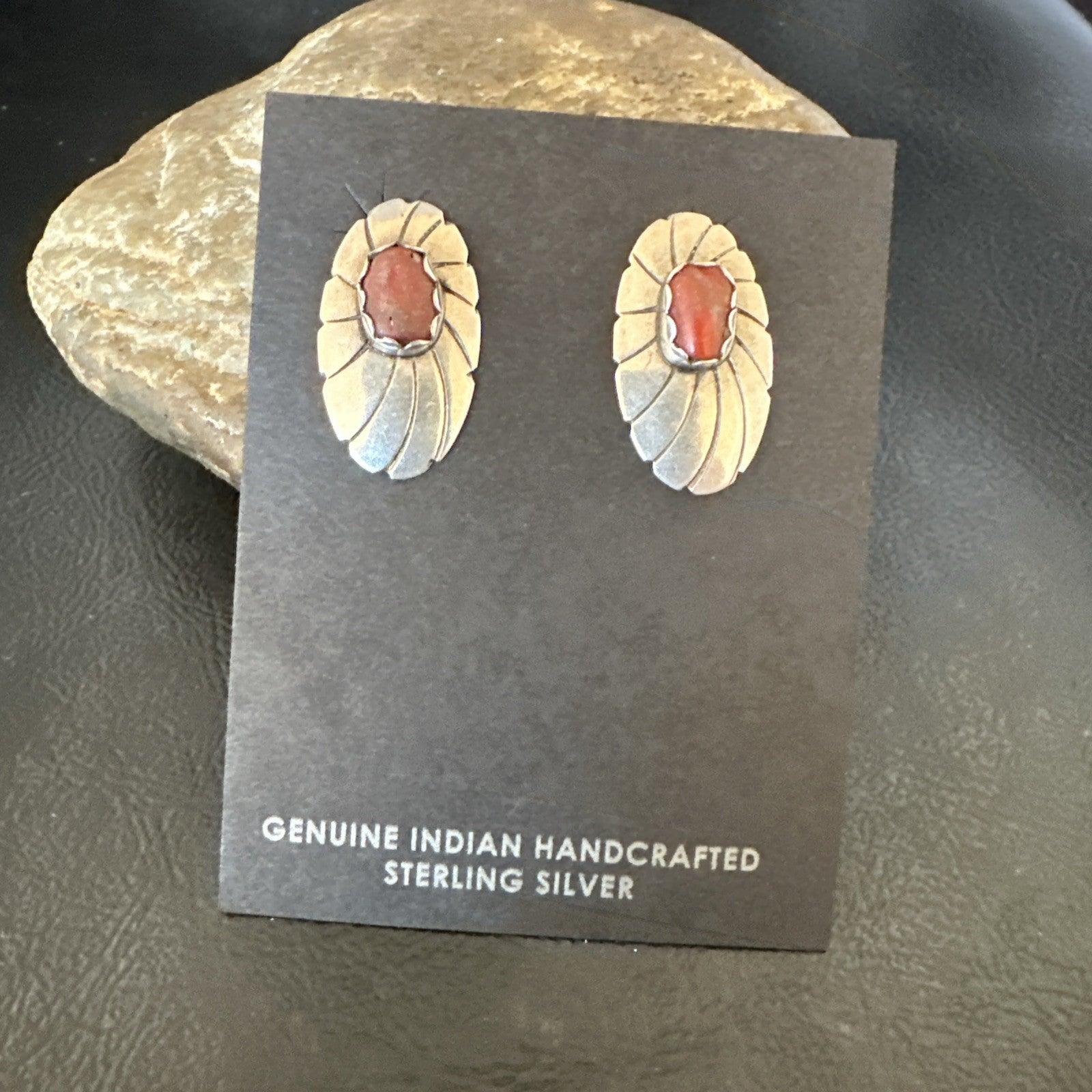 Old Pawn Native Navajo Sterling Purple Spiny Oyster Stamped Earrings 19098