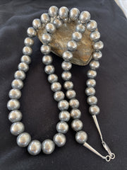 14mm Navajo Pearls 28"Single-Strand Necklace | Sterling Silver | Authentic Native American Handmade