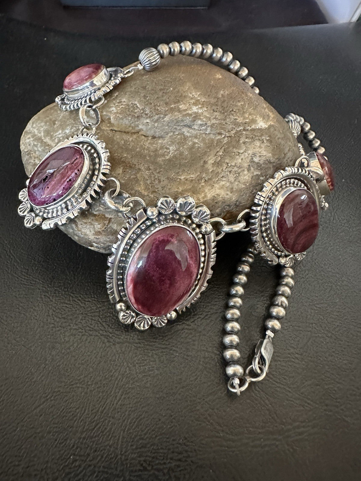 Purple Spiny Oyster Pendant Sterling Silver Choker Necklace 20" 19543