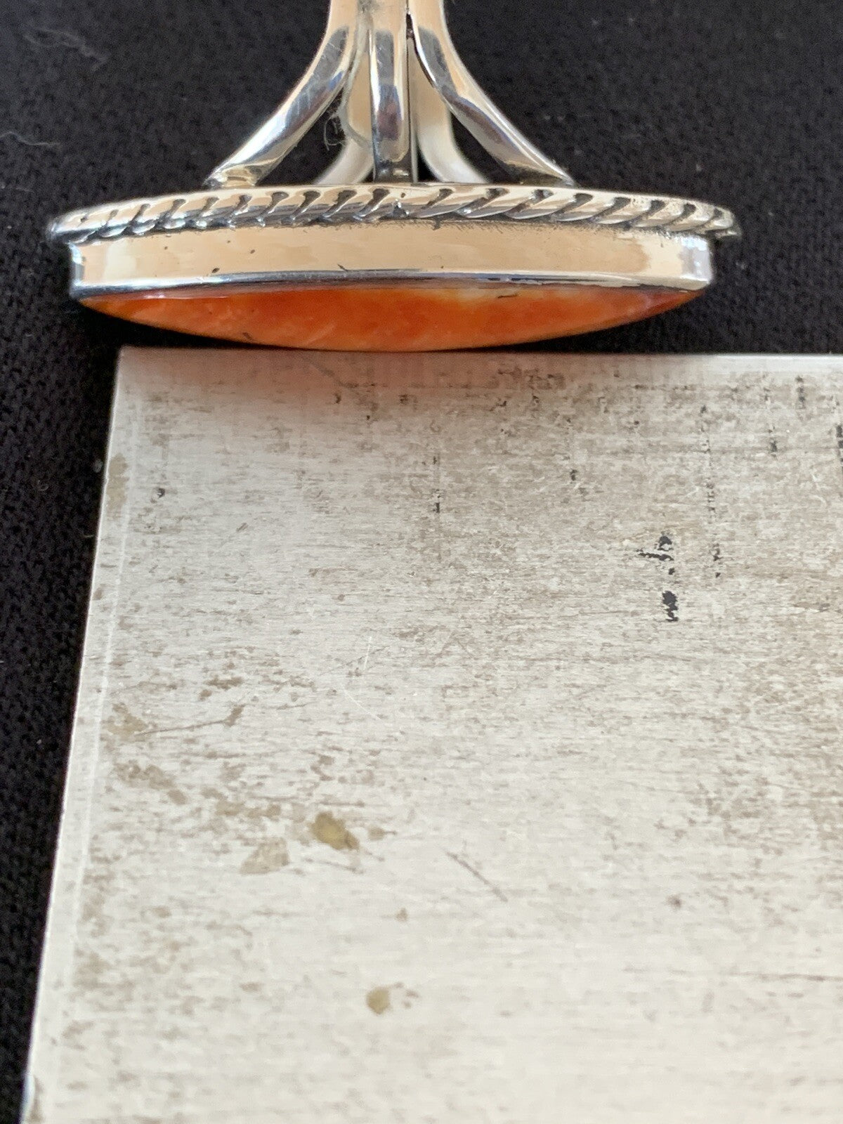 Red Spiny Oyster Navajo Sterling Silver Ring Size 5.5 14693
