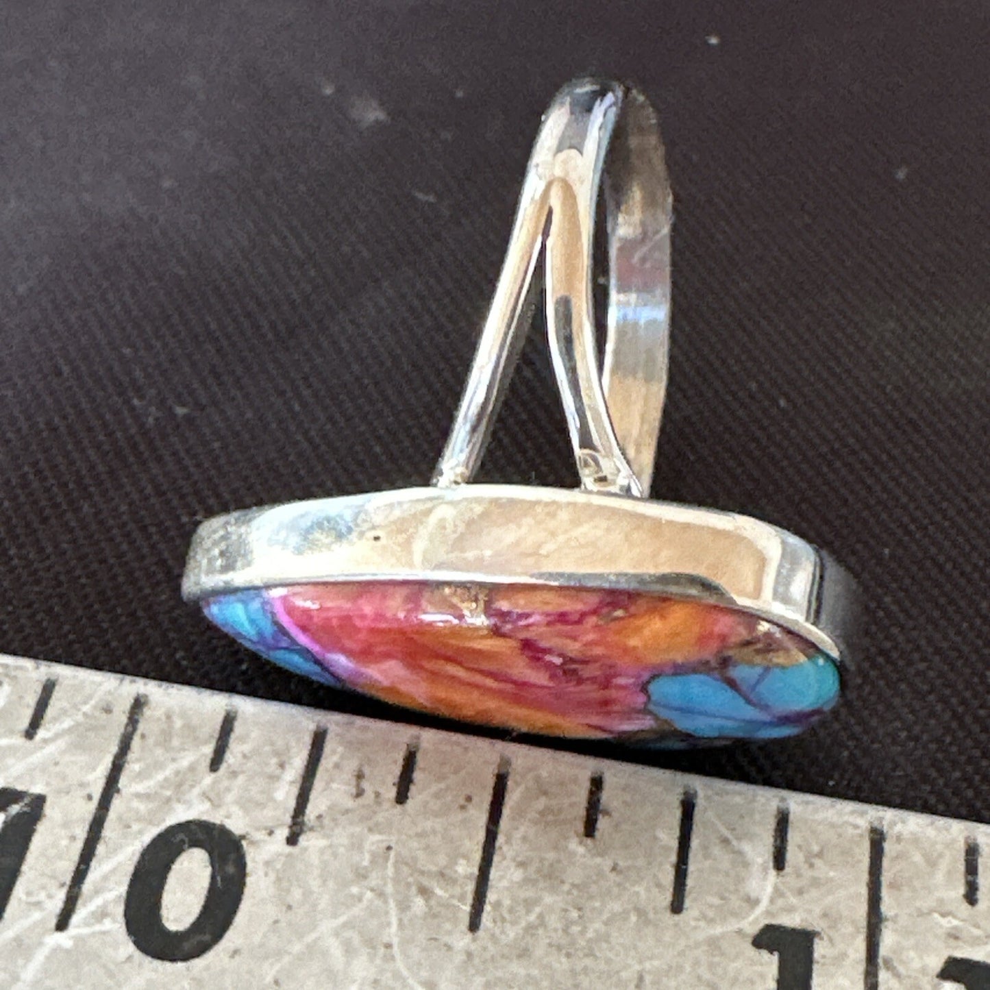Blue Turquoise Spiny Oyster Southwestern Sterling Silver Ring Size 7 18420