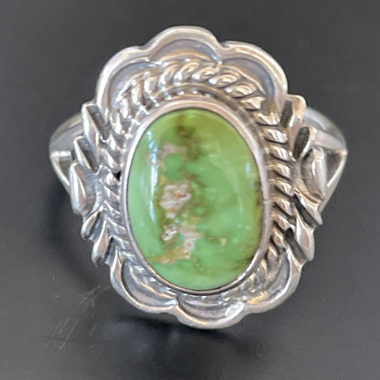 Green Gaspiete Navajo Sterling Silver Ring Size 8.5 11357