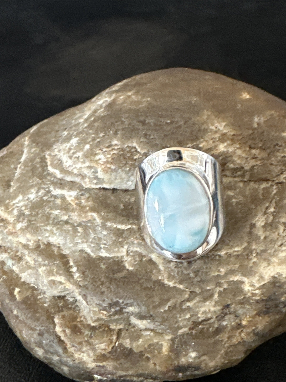 Womens Blue Larimar Navajo Sterling Silver Ring Size 5 17676