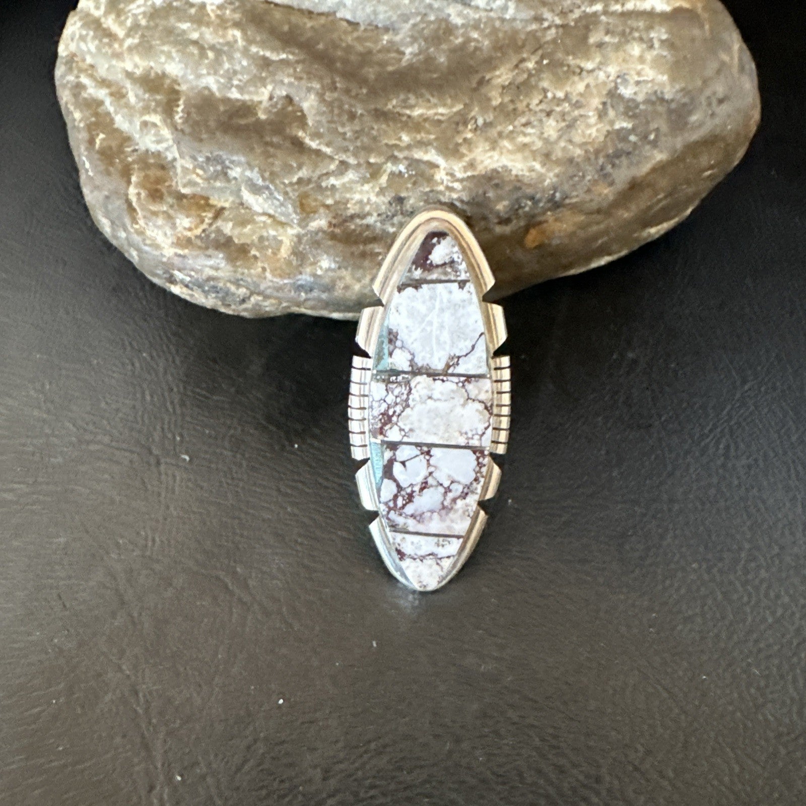 Mens Womens Wild Horse Turquoise Inlay Navajo Sterling Silver Ring Sz 7 19109