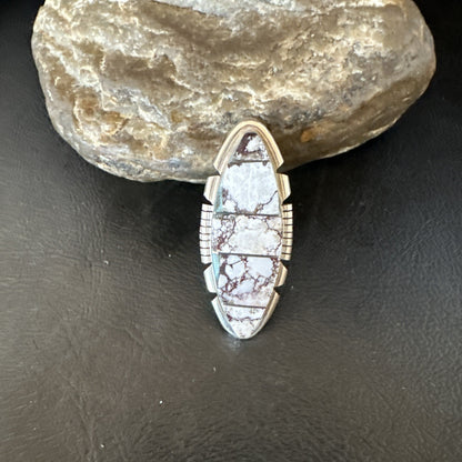Mens Womens Wild Horse Turquoise Inlay Navajo Sterling Silver Ring Sz 7 19109