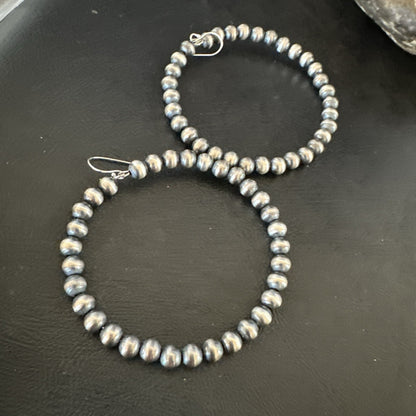 6mm Sterling Silver Beads Stainless Steel Wire Earrings 2.5” 17786