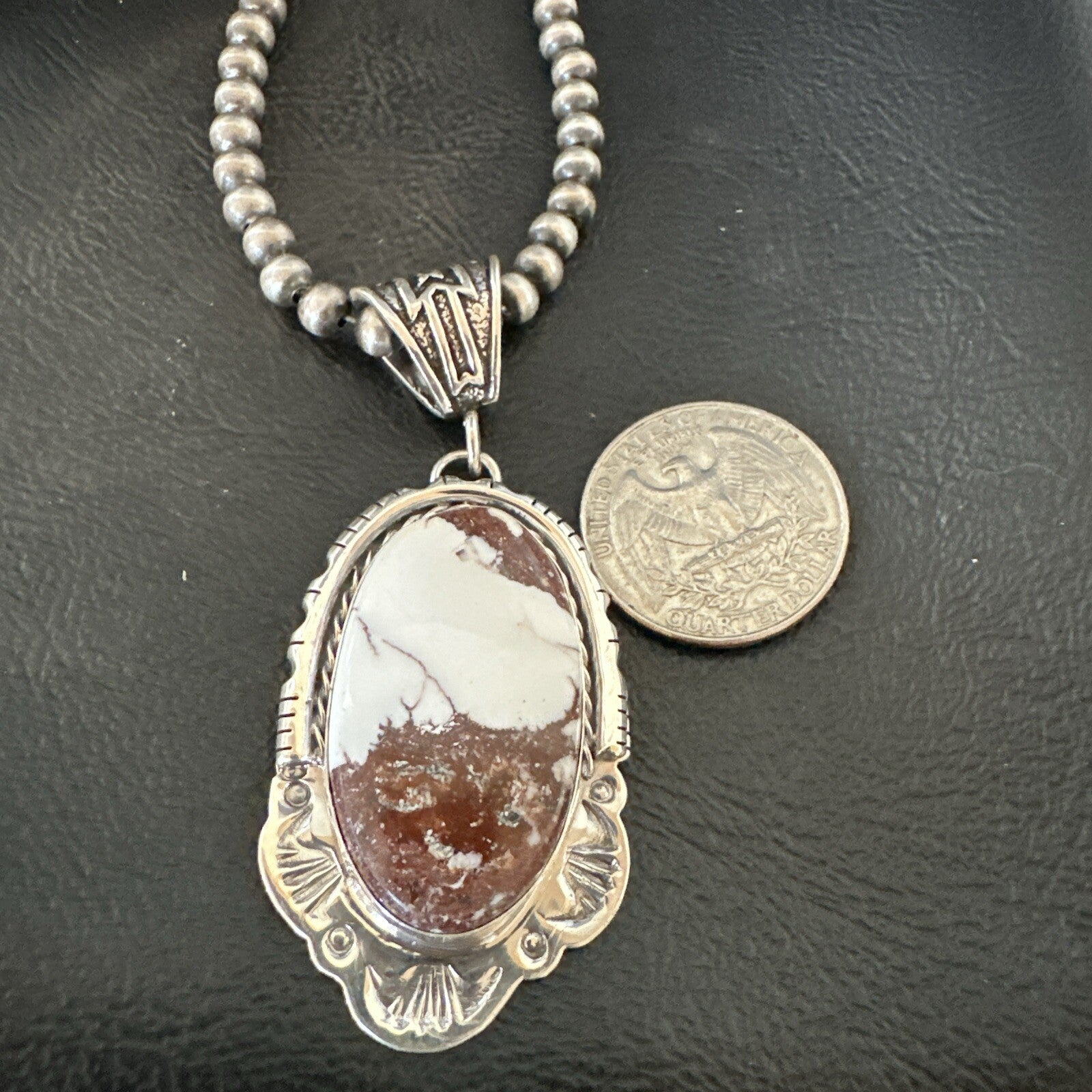 Wild Horse Turquoise Pendant Sterling Silver Beads Necklace 18023