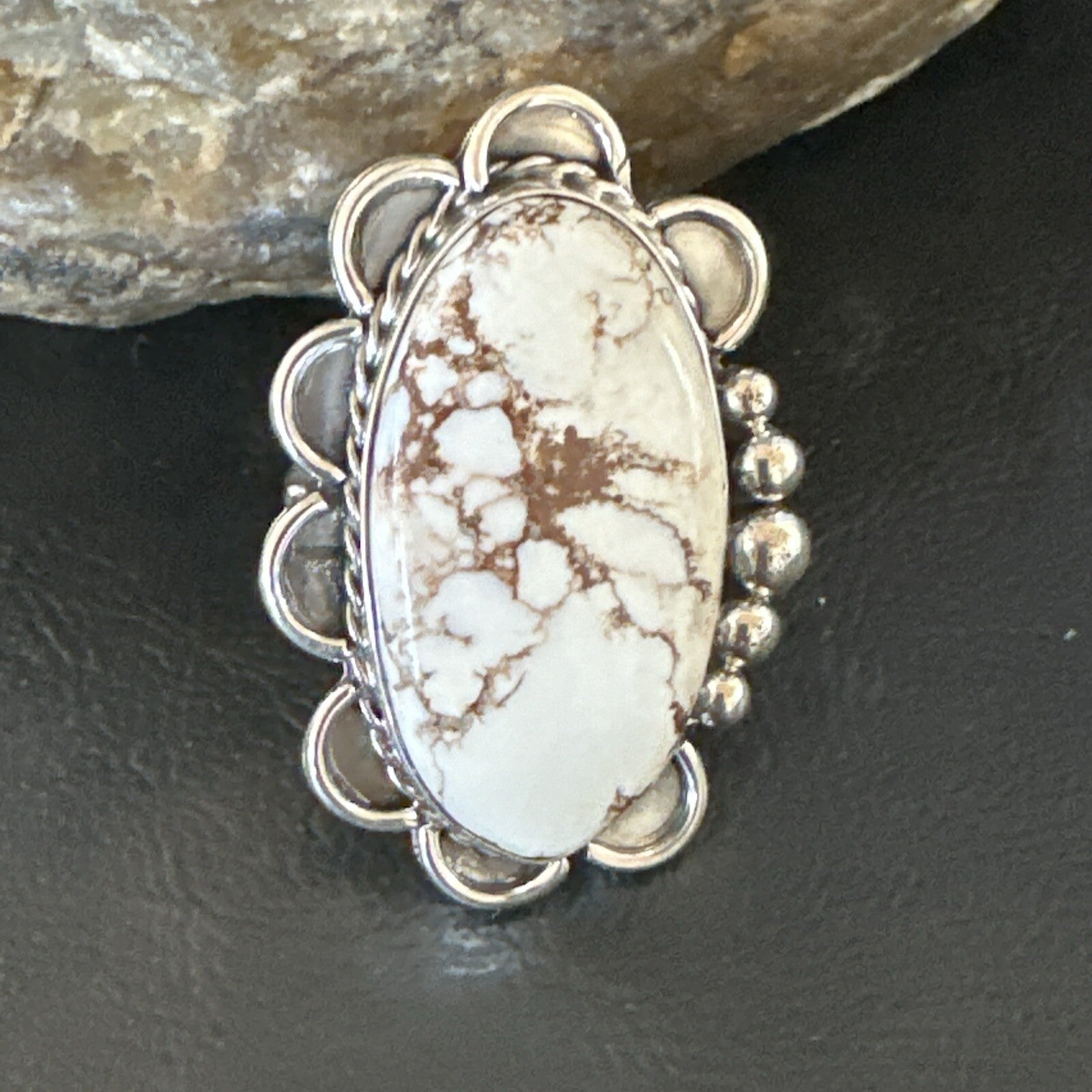 Mens Womens Wild Horse Turquoise Navajo Sterling Silver Ring Size 8 18009