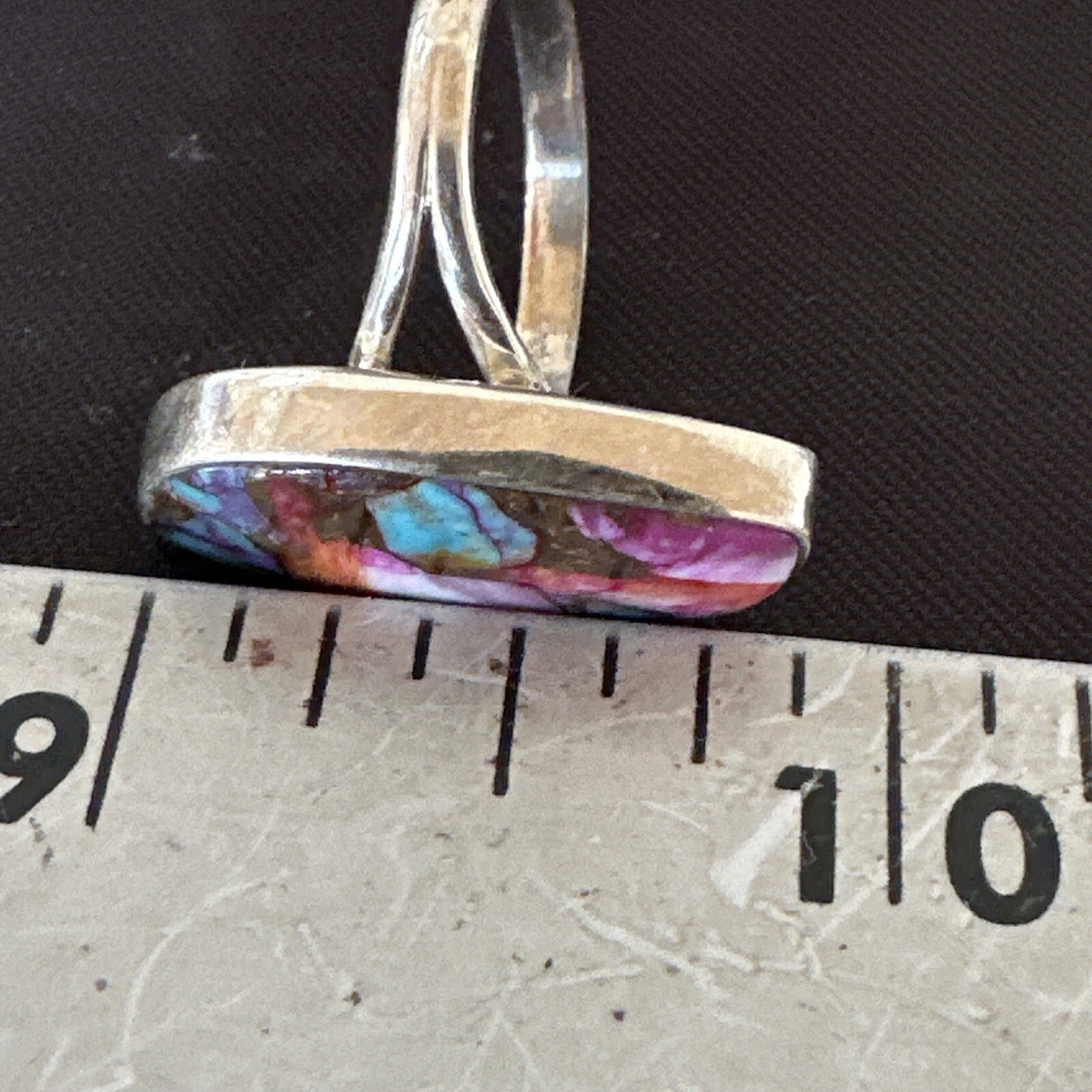 Blue Turquoise Spiny Oyster Navajo Sterling Silver Ring Size 8 18249