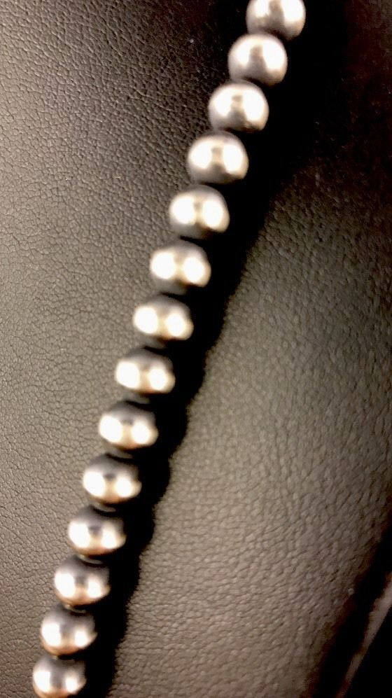 Native American Navajo Pearls 6mm Sterling Silver Bead Necklace 16"-32" 10034