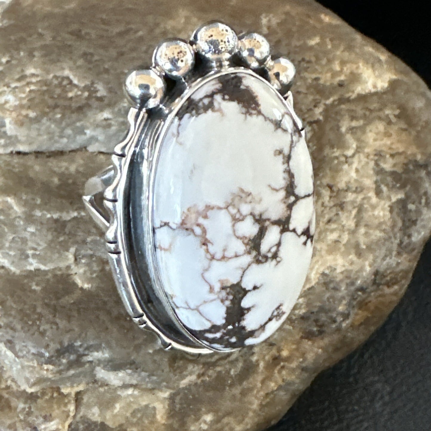 Men’s Womens Wild Horse Turquoise Navajo Sterling Silver Ring Size 7 18011