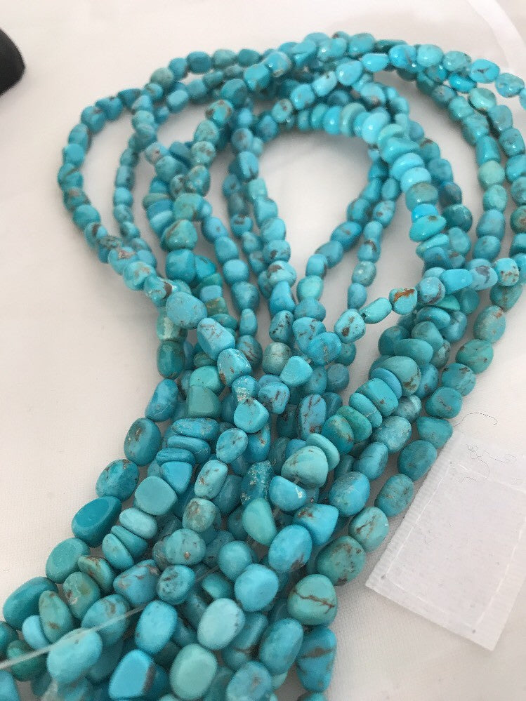 Native Turquoise Nugget Free Form Beads Beautiful Nacozari Set 16 Inch 10057