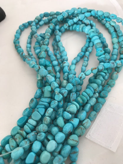 Native Turquoise Nugget Free Form Beads Beautiful Nacozari Set 16 Inch 10057