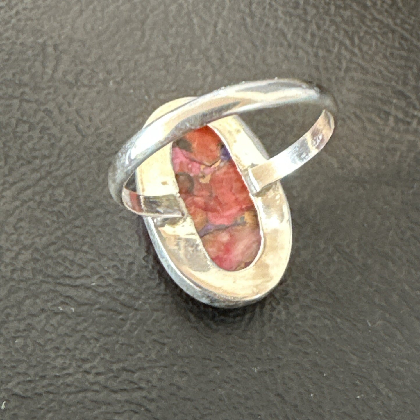 Blue Turquoise Spiny Oyster Southwestern Sterling Silver Ring Size 11 18447
