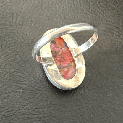 Blue Turquoise Spiny Oyster Southwestern Sterling Silver Ring Size 11 18447