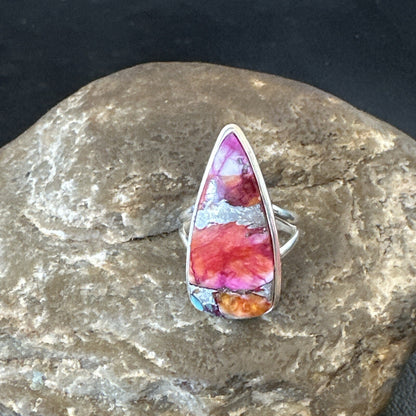 Blue Turquoise Spiny Oyster Southwestern Sterling Silver Ring Size 6 18472