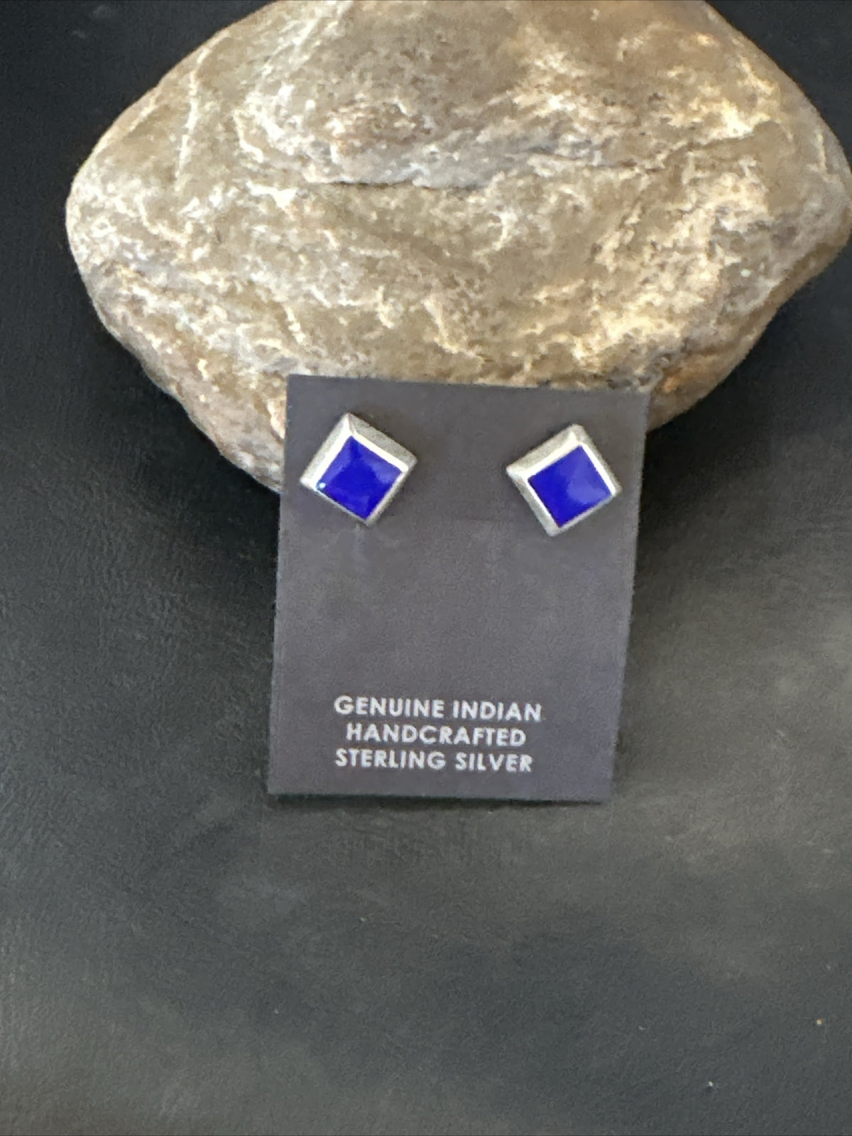 Blue Lapis Sterling Silver  Post Stud Earrings 0.25" 1063