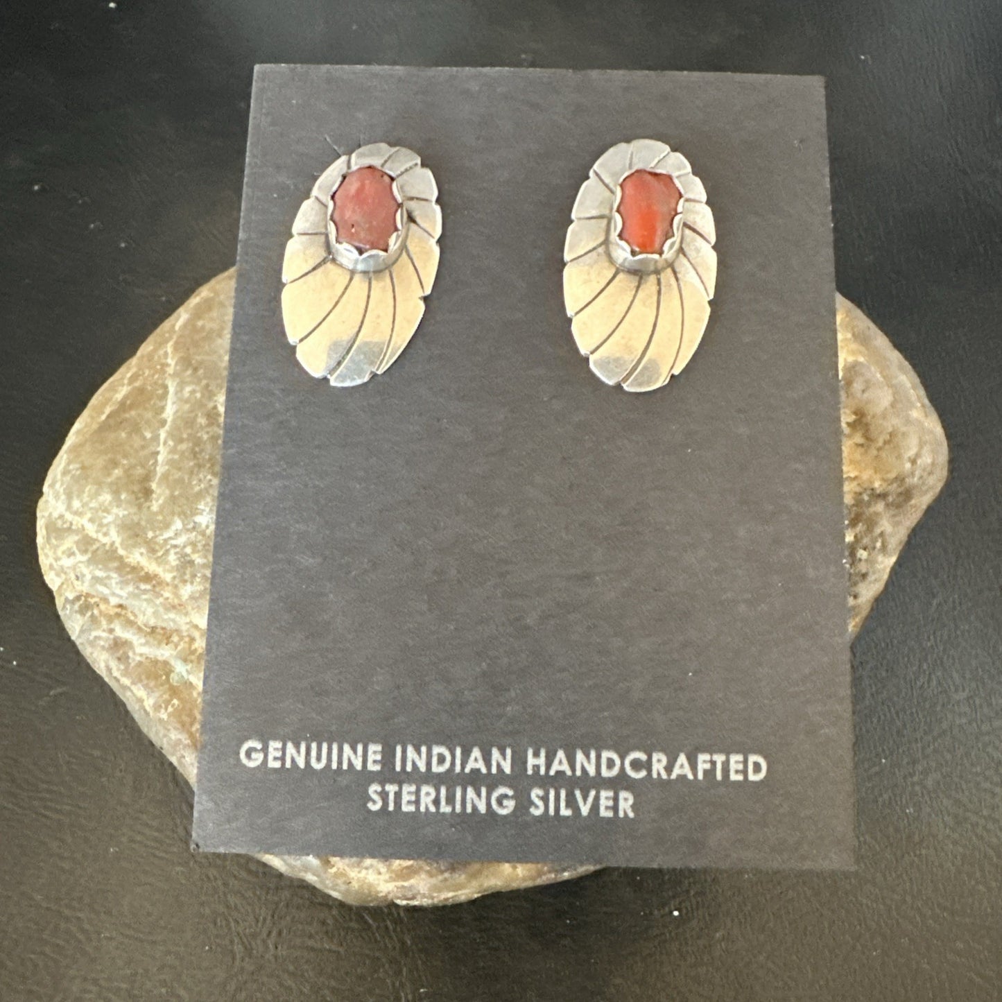 Old Pawn Native Navajo Sterling Purple Spiny Oyster Stamped Earrings 19098