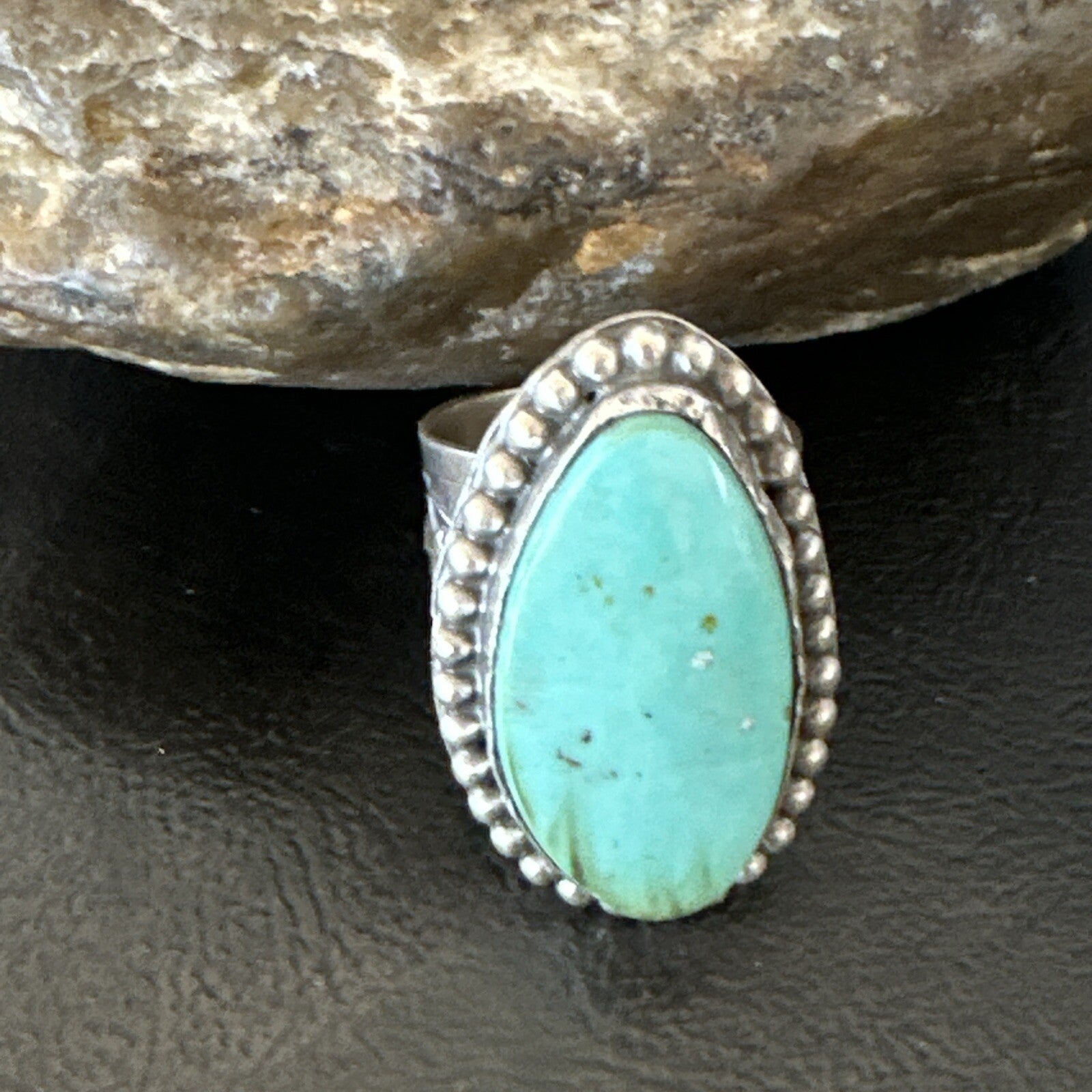 Navajo Sterling Silver Blue Green Turquoise Adjustable Ring Sz 10 18769