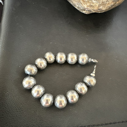 14mm Round Beads 7” Sterling Silver Beads Bracelet 91407