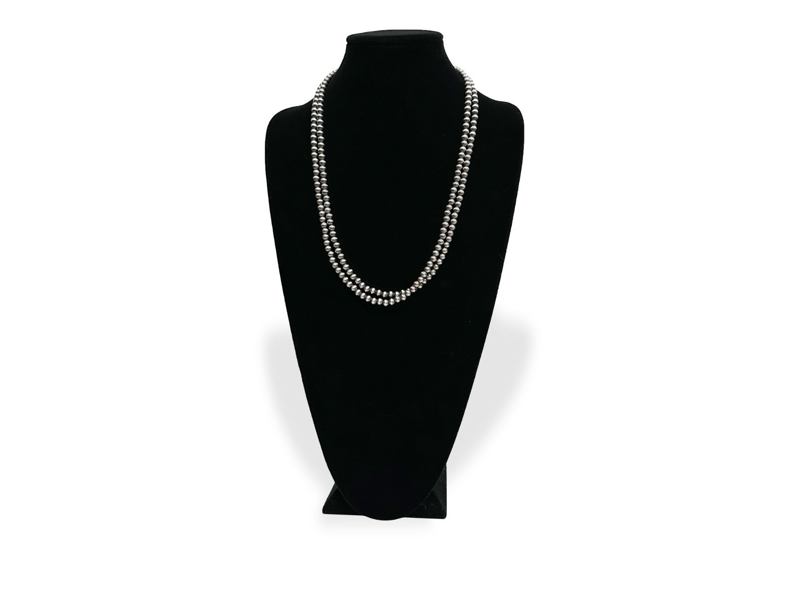 Native American 6mm Sterling Silver Navajo Pearls 48" Single Strand Necklace