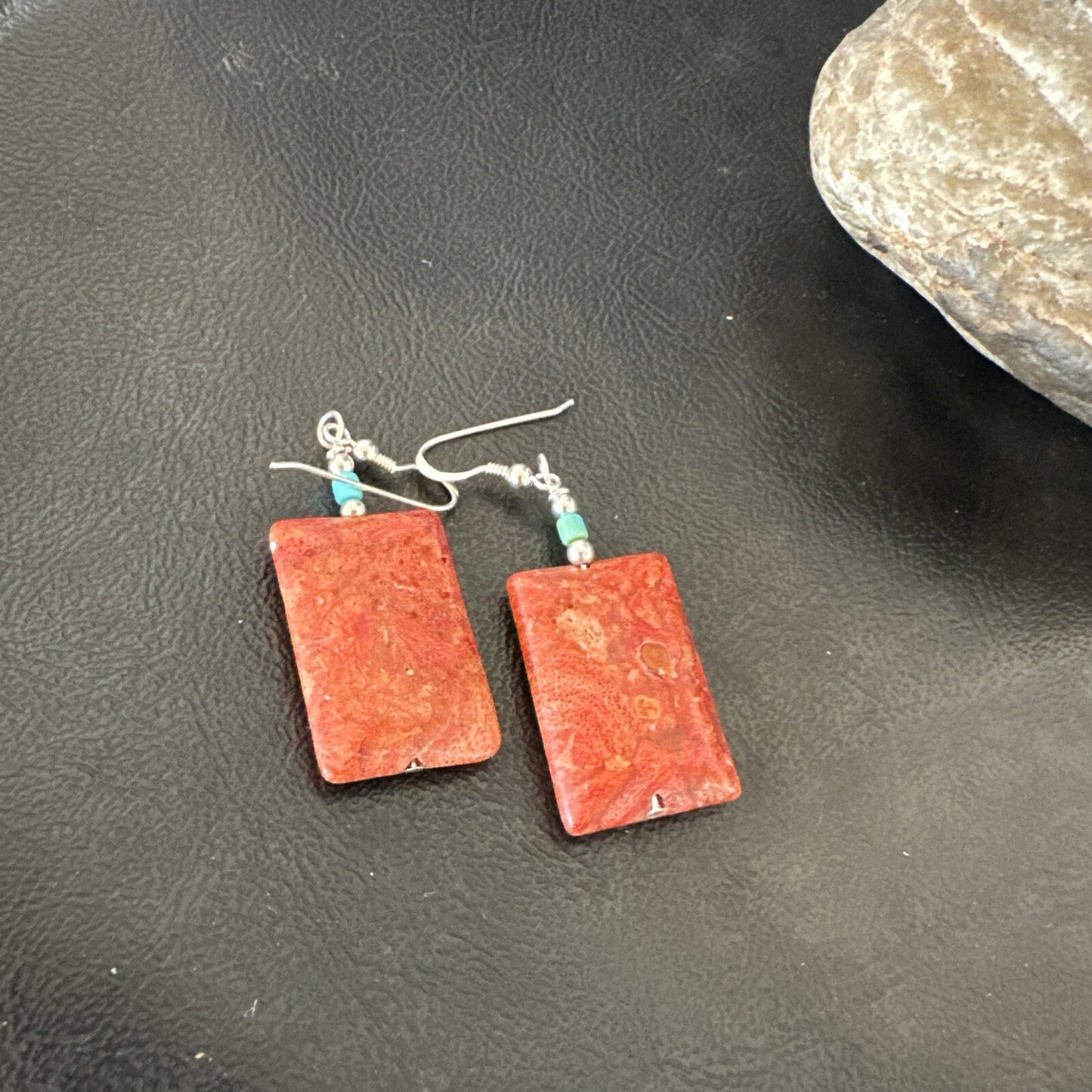 Apple Sponge Coral Southwestern Sterling Silver Earrings 1.5” 18838