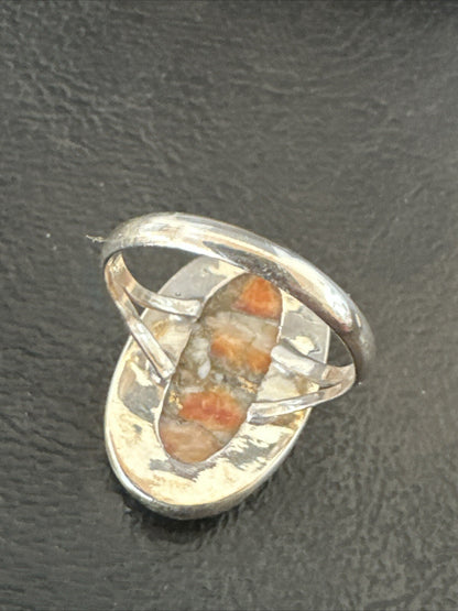 Turquoise Spiny Oyster Navajo Sterling Silver Ring Size 8 18209