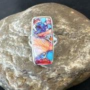 Blue Turquoise Spiny Oyster Southwestern Ring Size 7 | Sterling Silver | Authentic Native American Handmade | 18489