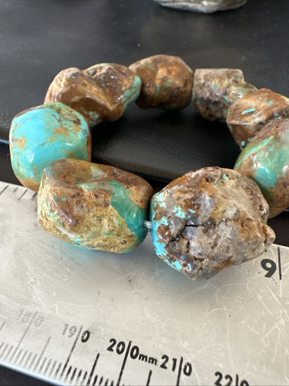 Mens Womens Blue Green Turquoise Stretch Stone Friendship Bracelet 7" 18867