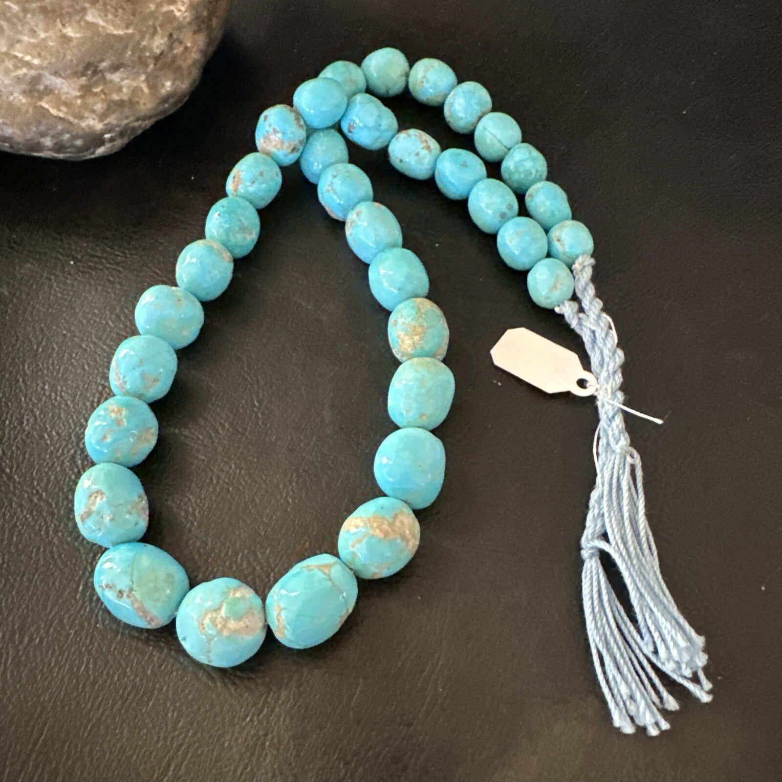 Authentic Blue Sleeping Beauty Graduated Turquoise Nugget Strand 19” 18590