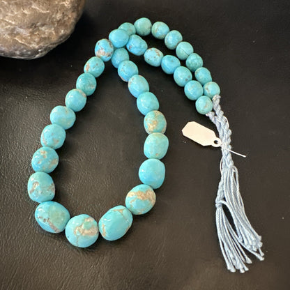 Authentic Blue Sleeping Beauty Graduated Turquoise Nugget Strand 19” 18590