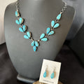 Kingman Turquoise Navajo Earrings Lariat Necklace 19" | Sterling Silver | Authentic Native American Handmade | 19278