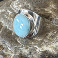 Women's Blue Larimar Navajo Ring Size 8 | Sterling Silver | Authentic Native American Handmade | 17669
