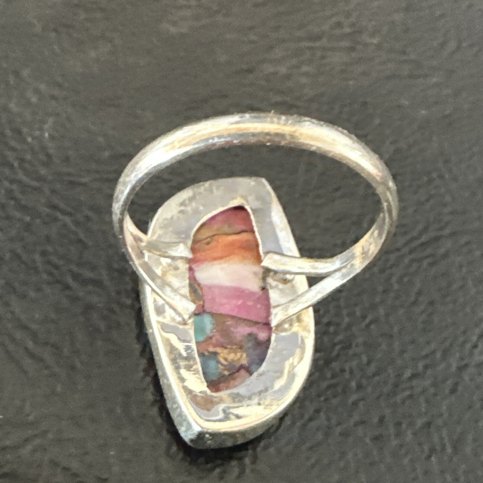 Blue Turquoise Spiny Oyster Navajo Sterling Silver Ring Size 8 18249