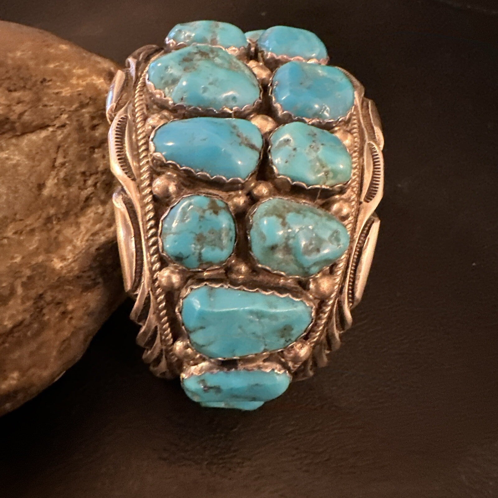 Sleeping  Beauty Kingman Turquoise Navajo Sterling Silver Cuff Bracelet 18138