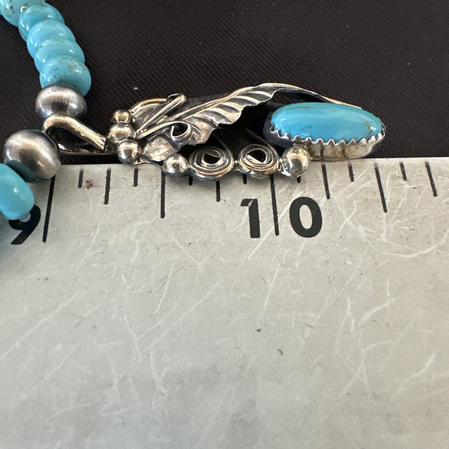 Mens Feather Turquoise Pendant Navajo Sterling Silver Necklace 18061