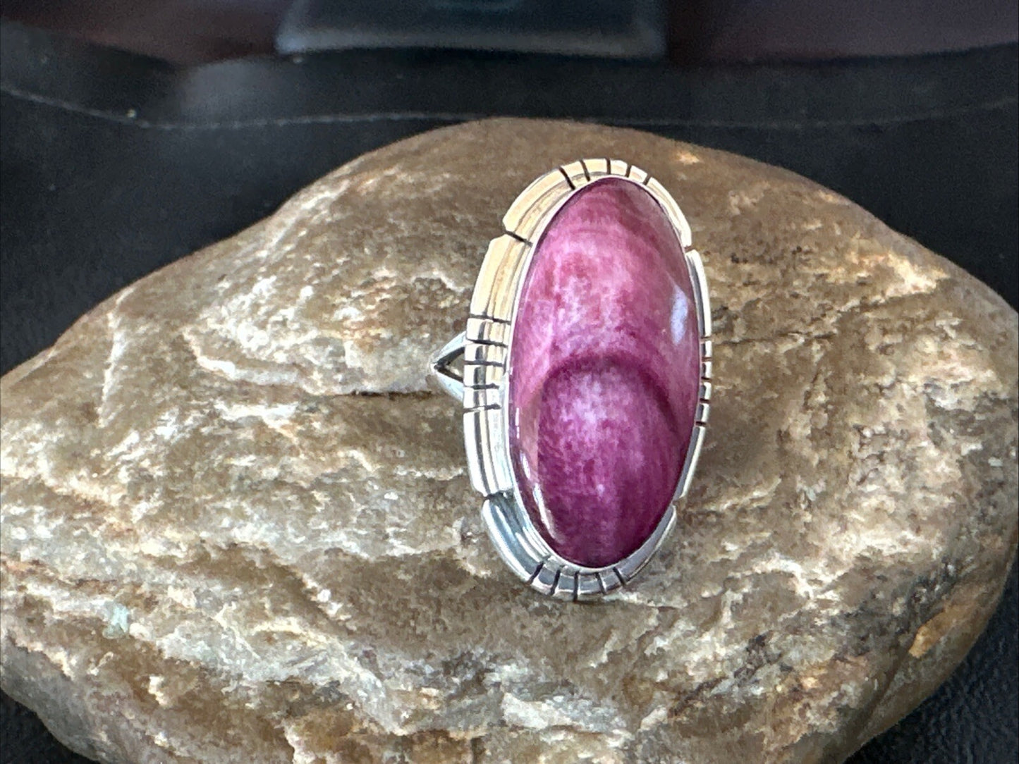 Womens Purple Spiny Oyster Navajo Sterling Silver Ring Size 6.5 18582