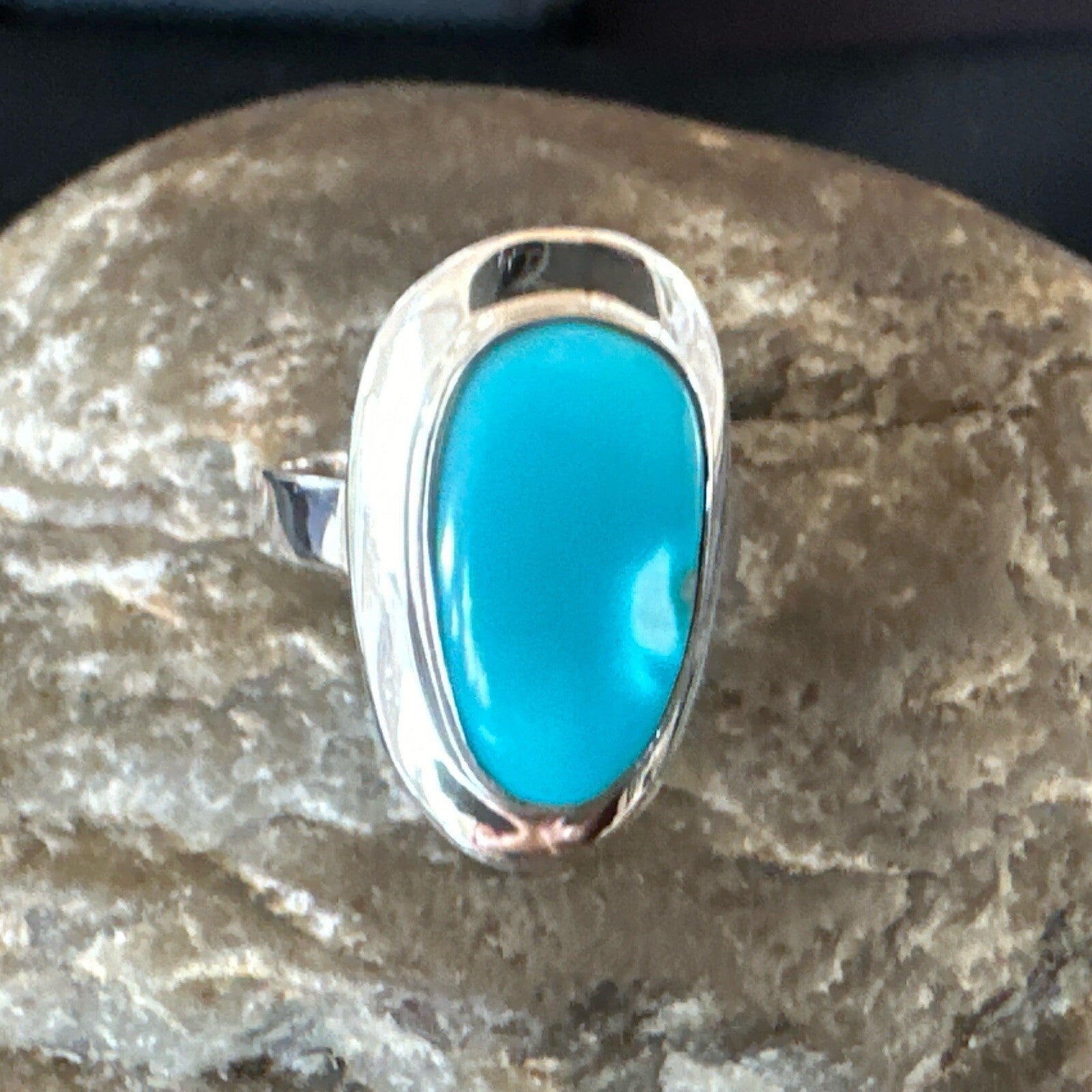 WoMens Sterling Silver Robin Egg Blue Kingman Turquoise Ring Size 8 17730