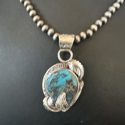 Wild Horse Turquoise Lapis Pendant Navajo Pearls Sterling Silver Necklace 15650